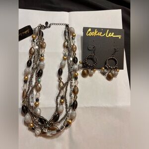 Cookie Lee- crystal and glass beads set- necklace and earrings